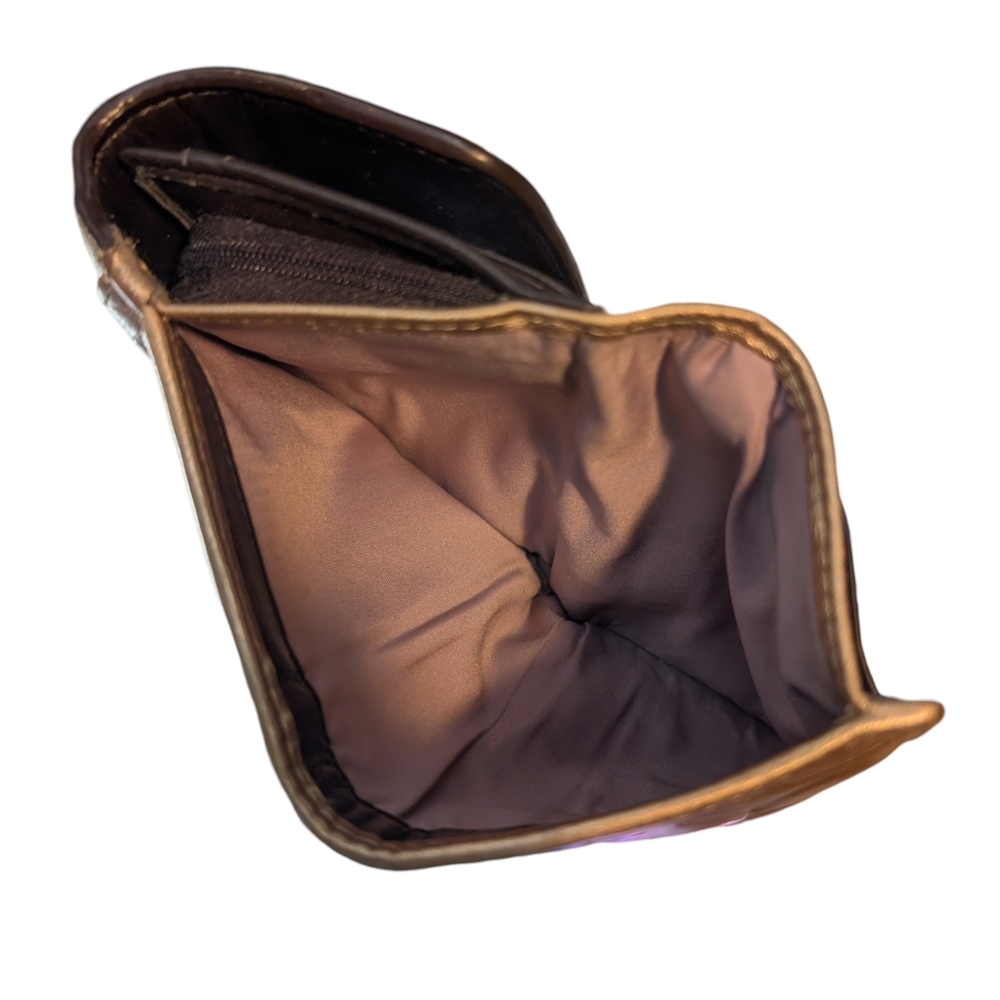 Metallic Gold Coach Embossed Trifold Wallet - Picture 12 of 16